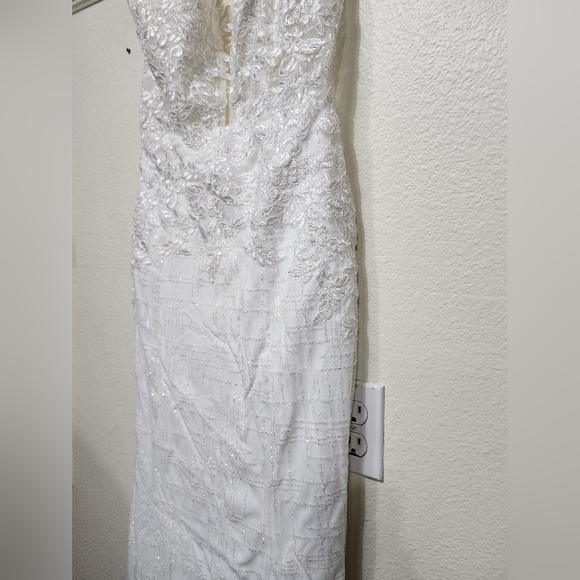 Lulus Luxe Bridal Wonderstruck Glitter Lace-Up Embroidered Lace Maxi Dress Bride - Picture 9 of 12